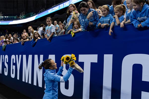 UNC Gymnast with Flowers